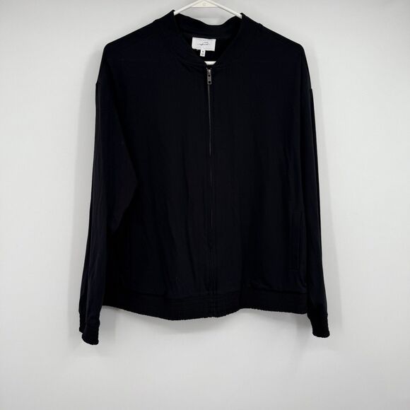 Women’s Soma M Weekend Full Zip Black Jacket Lightweight Loungewear Resort - Picture 1 of 10